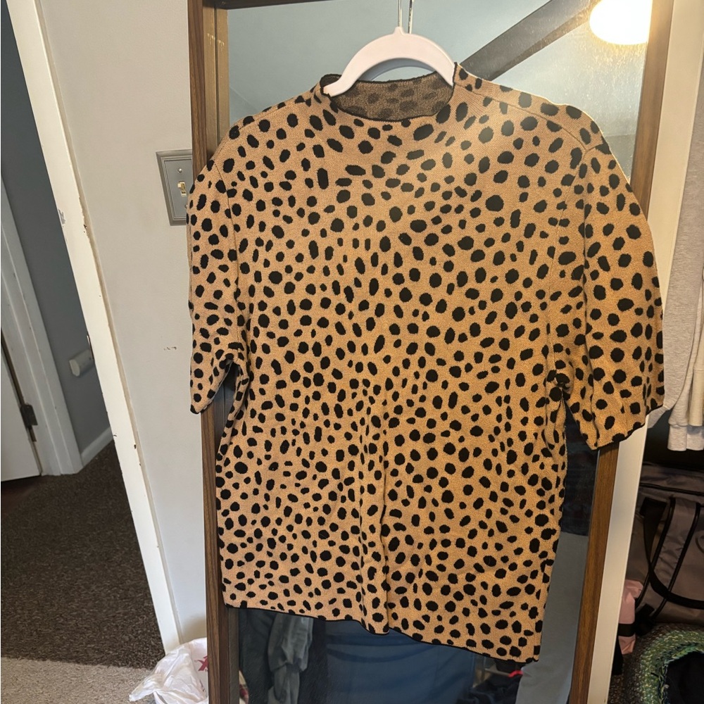 Ann Taylor Black and Tan Short Sleeve Top